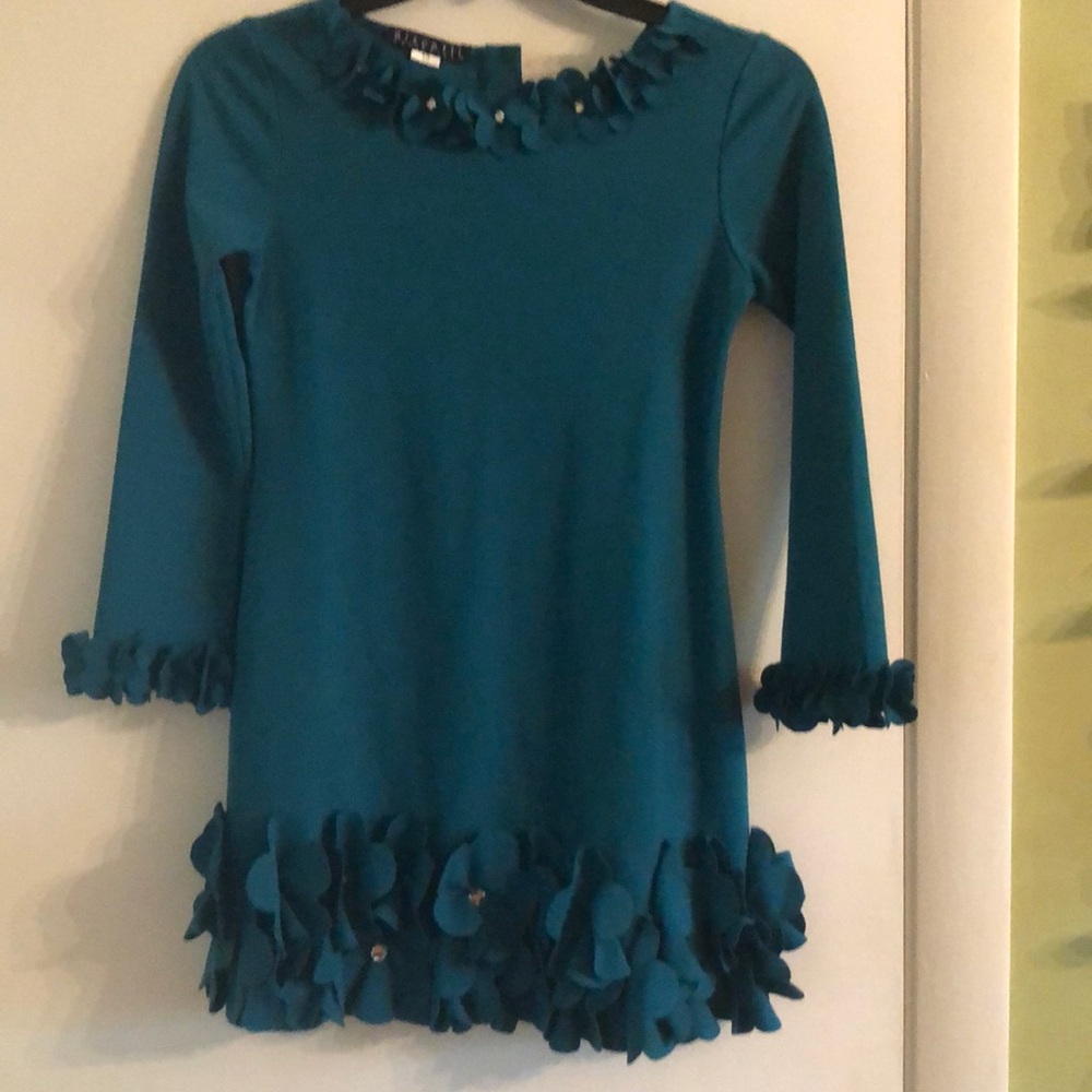 VGUC Biscotti teal embellished dress size 10